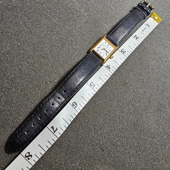 Pulsar Quartz Watch Gold Tone Tank VX51-X349 Roman Dial Leather Straps Working - Picture 9 of 9